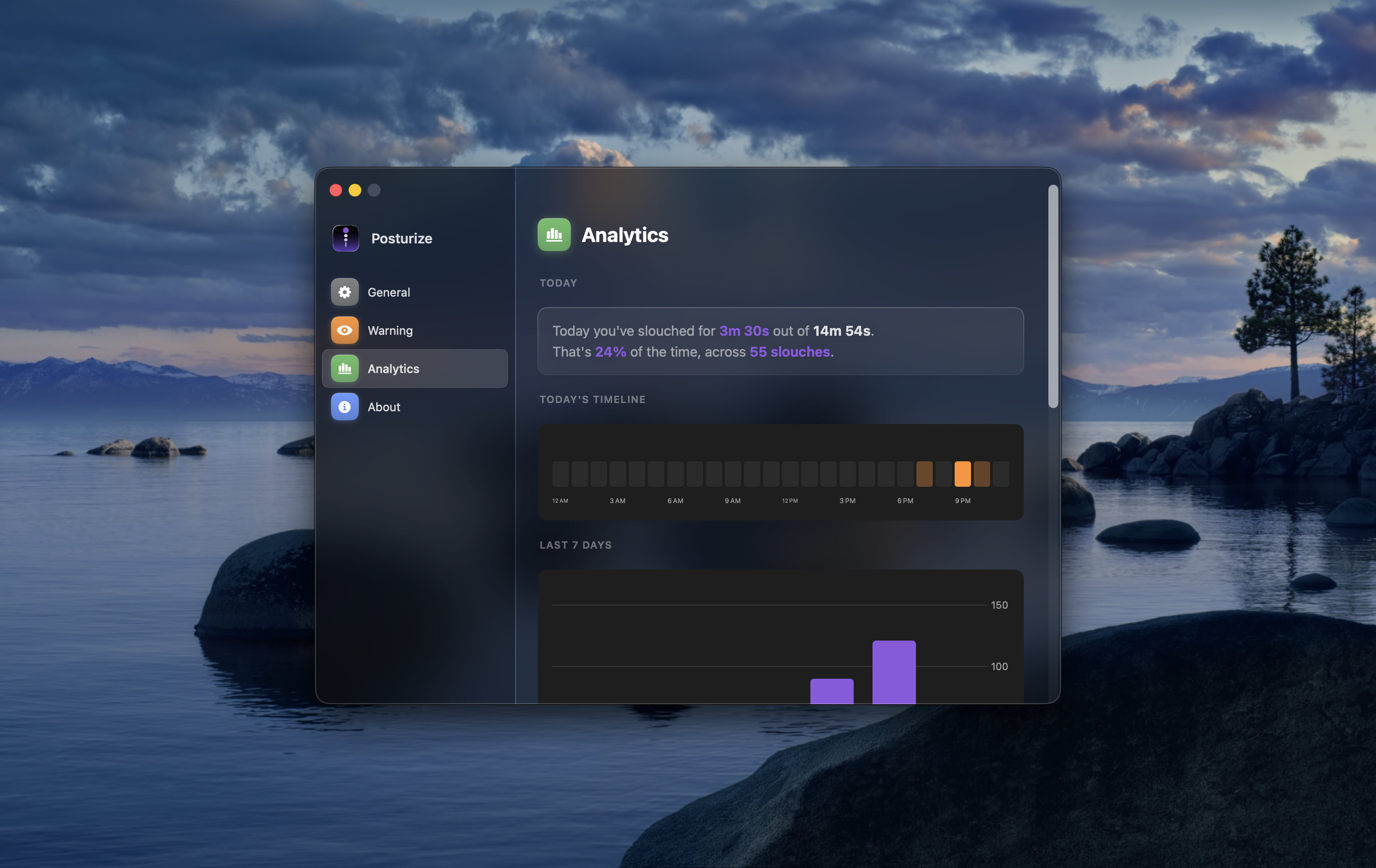 Posturize analytics dashboard